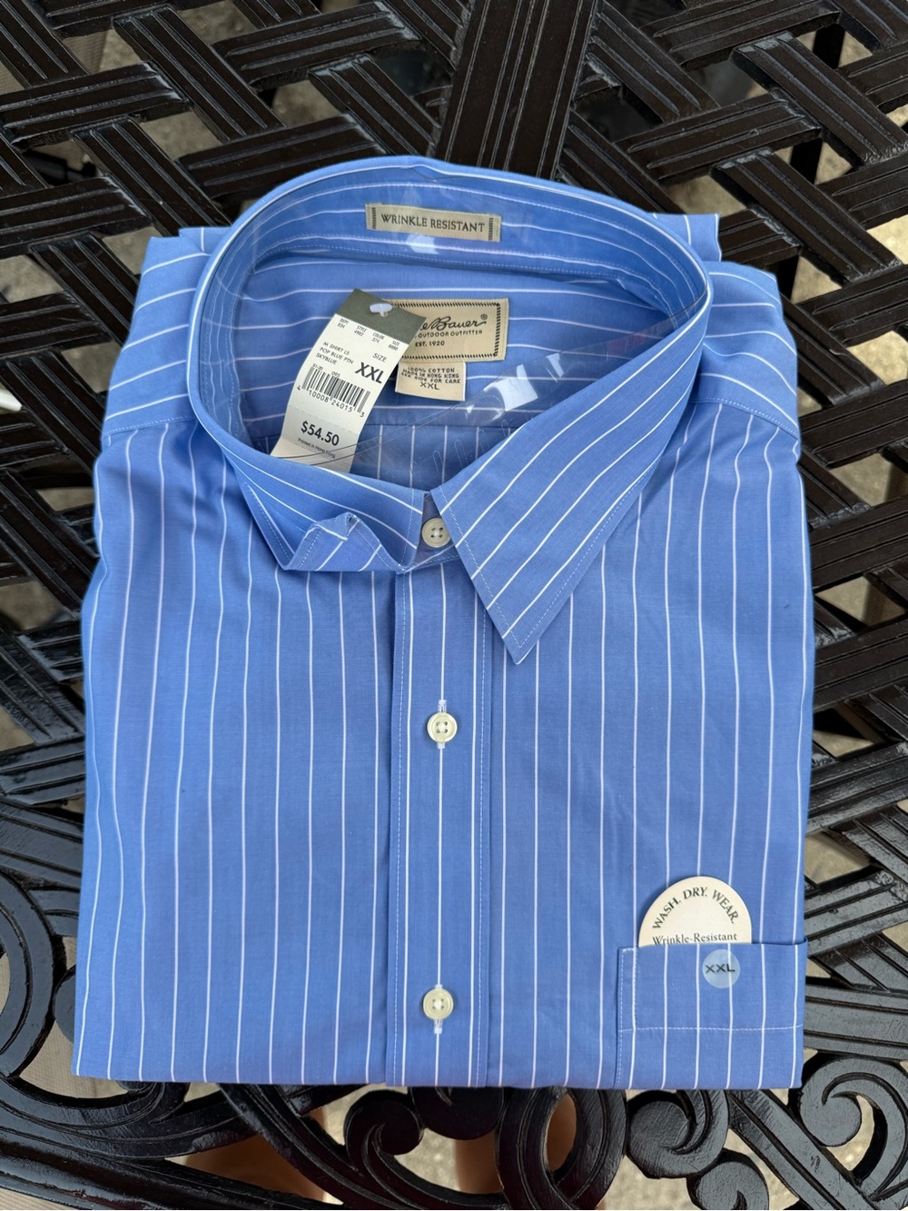 Eddie Bauer Blue and White Stripe Dress Shirt - XXL